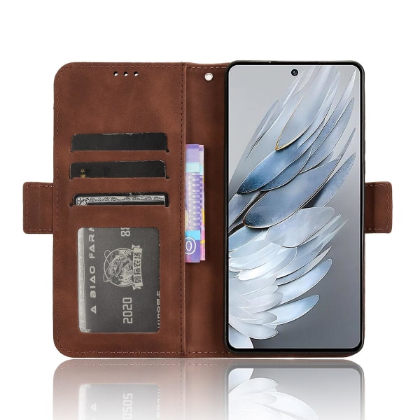 För Zte Nubia Z50s Pro 5g Pu Läder Stativ Cover Flera kortplatser Plånbok Folio Phone case Brown