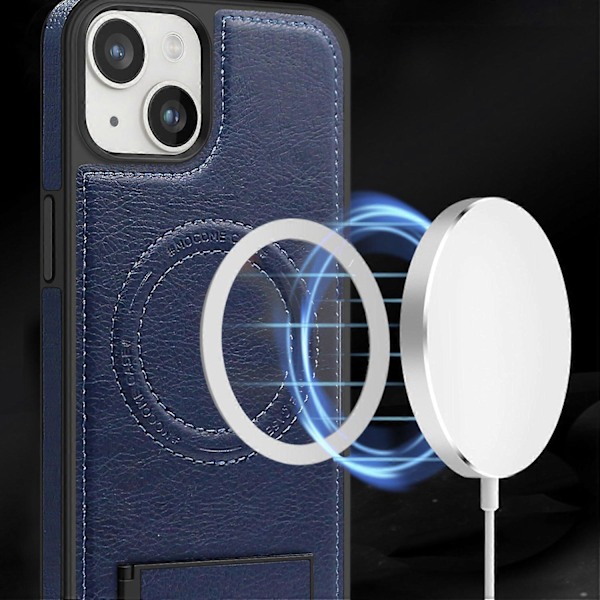 Skal för iPhone 14 Plus Kompatibelt med MagSafe Slim-Fit PU Läderbelagd TPU+PC Skal Multicolor Style A
