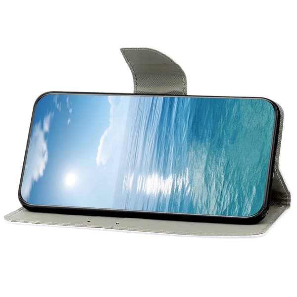 För Iphone 15 Plus Folio Pu Läderställ Case Mönstertryck Cover med rem Butterfly