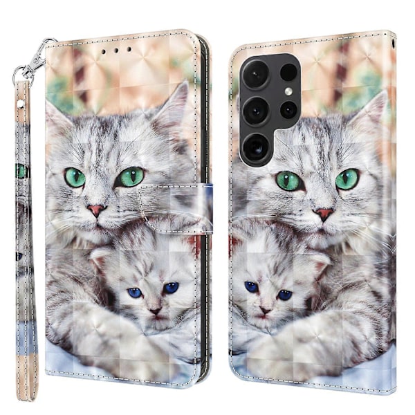 Samsung Galaxy S24 Ultra -kotelo 3D-kuviopainatuksella, nahkainen lompakkokotelo Multicolor Style D