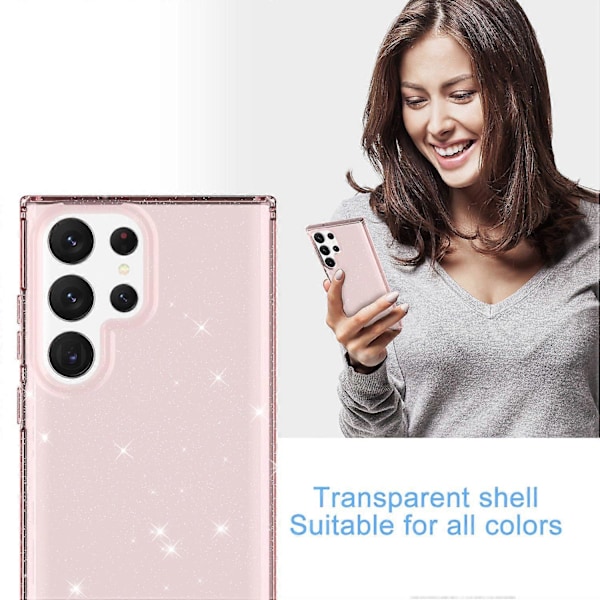Samsung Galaxy S23 Ultra -puhelimen kuori, paksuuntettu glitterjauhe, kirkas TPU-puhelinkuori Multicolor Style B