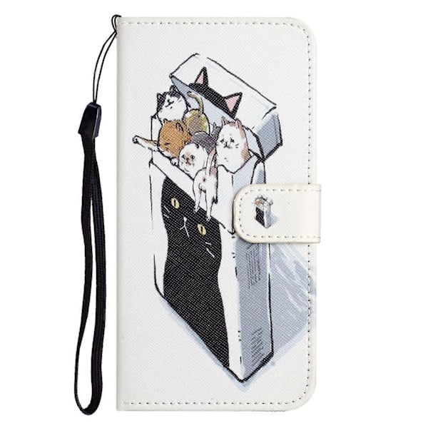 Til Motorola Moto G54 5G Etui Mønstertryk Anti-Drop PU Wallet Telefon Etui med Rem Multicolor Style F