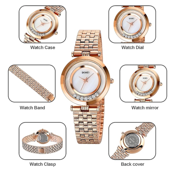 Skmei 1784 Non-scale Rund Urskive Quartz Ur Til Damer Rose Gold