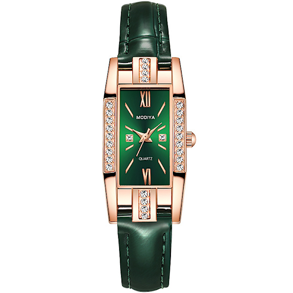 PD658 Dam set rektangulär kvarts watch 3 färger Green
