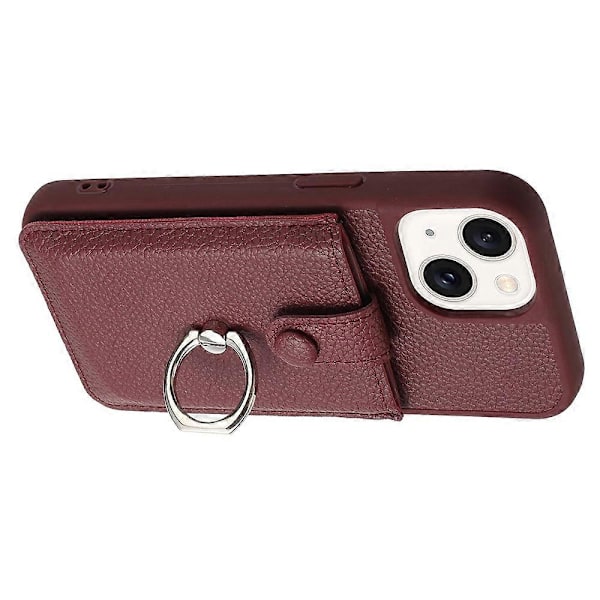 Kortlommer Læder Bagcover med Ringstøtteben til iPhone 15 Plus/14 Plus Multicolor Style E