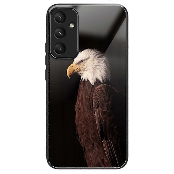 Härdat glas telefonfodral med TPU-ram för Samsung Galaxy A55 5G Multicolor Eagle