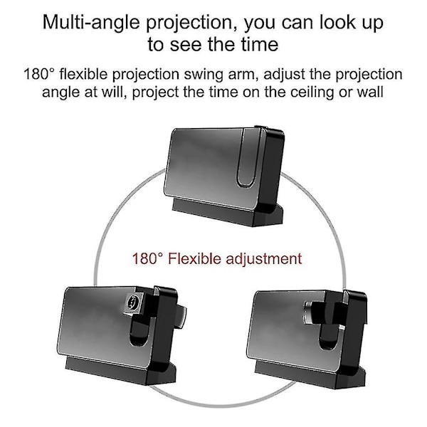 180 rotation projektion väckarklocka för sovrum led färgglad digital projektion på tak USB cha