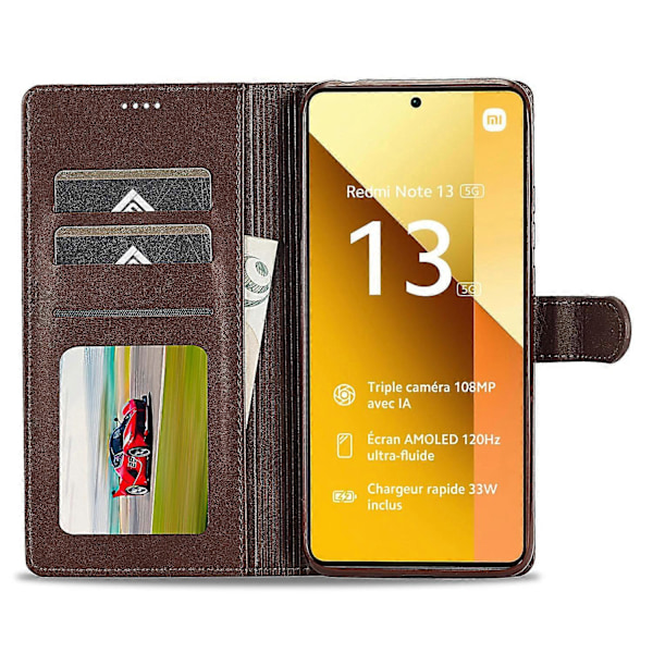 LC.IMEEKE Etui til Xiaomi Redmi Note 13 Pro 5G/Poco X6 5G, tegnebog, stativ, kalveskinds tekstur læder telefoncover Multicolor Brown