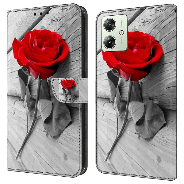 Plånbok Phone case För Motorola Moto G54 5g Case 3d Mönsterutskrift Läder Flip Cover Rose