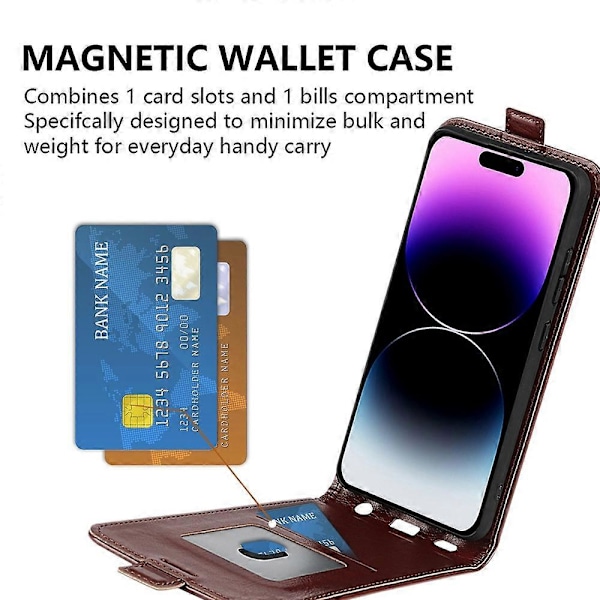 iPhone 15 Pro pystysuuntainen läppäkotelo TPU+PU-nahkainen puhelinkuori matkapuhelimen suojus korttipaikoilla Multicolor Style A