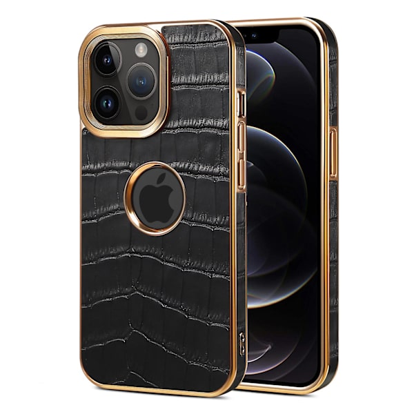 Crocodile Texture Case För Iphone 12 Pro Max Pc+tpu Galvaniserad cover Black