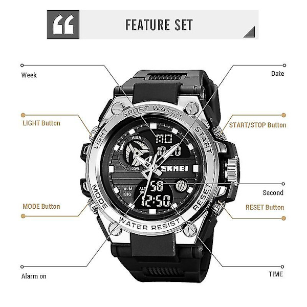 Skmei 2031 Dual Movement Outdoor Sports Watch Silver