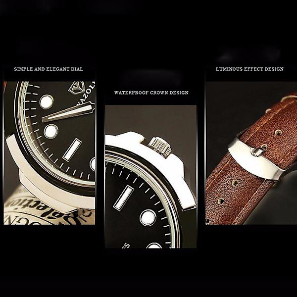 Skmei 1357 Herr multifunktionell watch Green Tray Brown Belt