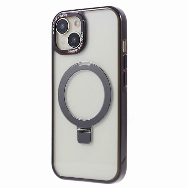 Läpinäkyvä TPU+PC suojakuori iPhone 15 Plus -puhelimelle, näkymätön jalusta ja magneettinen puhelinkuori Multicolor Style F