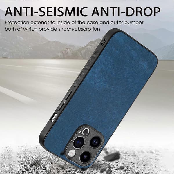 Stødsikkert slankt retro lædercover til iPhone 15 Pro Max - Grøn Multicolor Blue