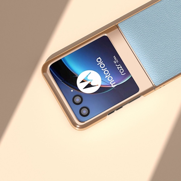 Äkta koläder + PC- cover till Motorola Razr 40 Ultra 5g, nanogalvaniserat phone case Baby Blue