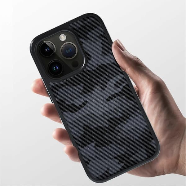 IBMRS Deksel til iPhone 15 Pro TPU+PC Sklisikkert Støtsikkert Bakdeksel Multicolor Grid Camouflage