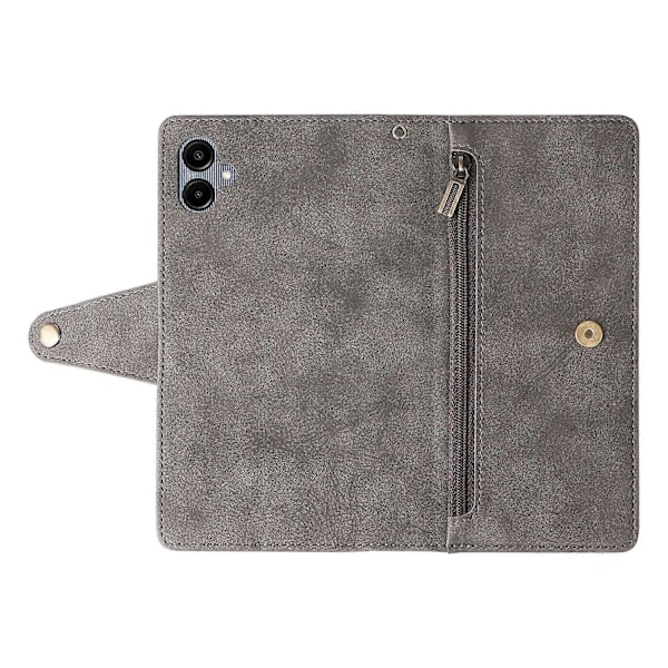 Til Samsung Galaxy A06 Etui Lynlås Pung Læder Støtteben Telefon Cover Nittedekor Multicolor Style A