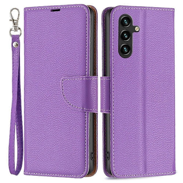 Til Samsung Galaxy A15 4G Etui Litchi Tekstur PU Læderpung Mobiltelefon Cover Multicolor Style H