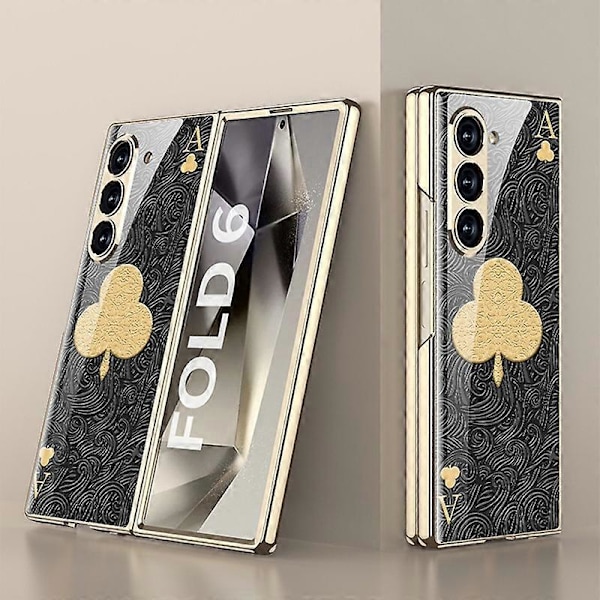 GKK Etui til Samsung Galaxy Z Fold6 5G Elektroplettering Trykt Mønster Hærdet Glas+PC Telefoncover Multicolor Style G