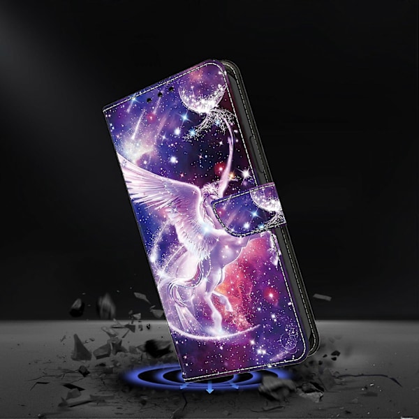 Samsung Galaxy S24 FE -kotelo, kuvioitu painettu suojakotelo, nahkainen läppäkotelo - Panda Multicolor Horse