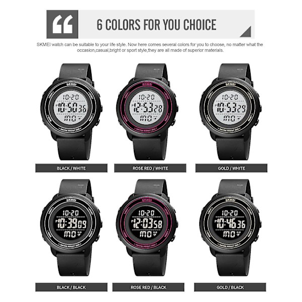 Skmei 1736 Two City Time Digital Display Ectronic Watch Rose Red and White