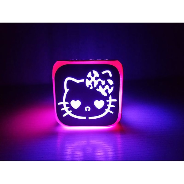 Hello Kittys 3dled stereoskopisk väckarklocka Creative Led Nattljus Elektronisk klocka Bedside Clock Sovrum Atmosphere Light Kitty