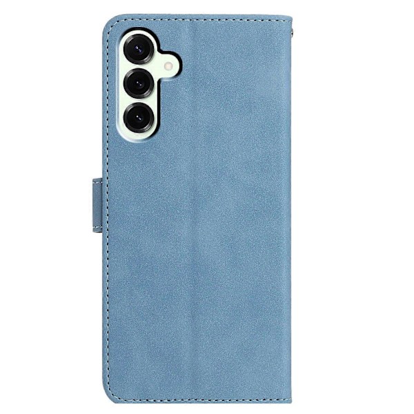 Til Samsung Galaxy M16 5G/ F16 5G Etui Sommerfugl Blomst Præget PU Læder Wallet Stand Telefon Cover Multicolor Sky Blue