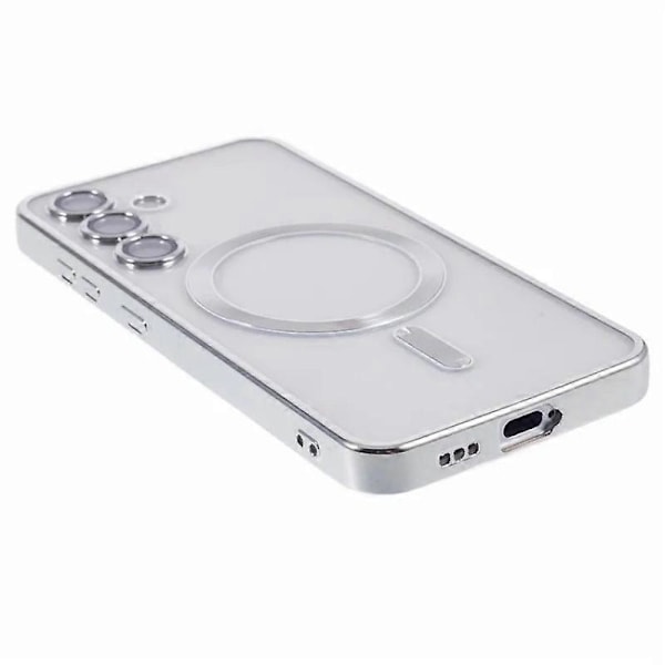 Samsung Galaxy S24 FE magneettikotelo WANLONFENG täysi suojaus galvanoidulla TPU-kuorella ja lämpötilalla Multicolor Silver