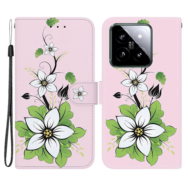 Til Xiaomi 14 Telefon Cover Mønster Print Pung Læder Cover Multicolor Lily