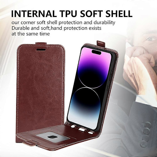 iPhone 15 Pro pystysuuntainen läppäkotelo TPU+PU-nahkainen puhelinkuori matkapuhelimen suojus korttipaikoilla Multicolor Style A