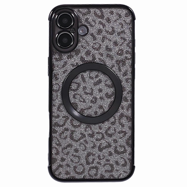 Til iPhone 16 Plus Cover Kompatibel med MagSafe Glitrende Leopard Print Klar TPU Telefon Cover Multicolor Style B