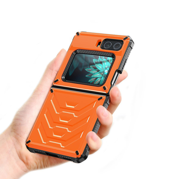 För Motorola Moto Razr 2022 5g Rugged Series Stötsäker TPU-ram + PC-baksida Case Cover Orange
