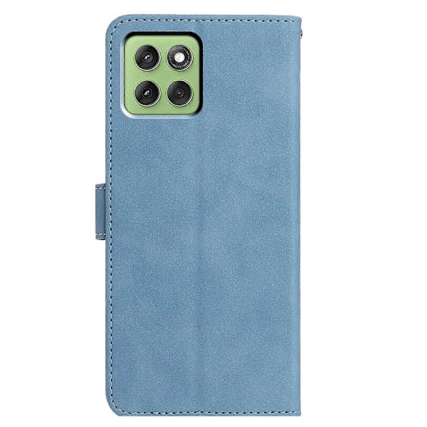 Motorola Edge 60 5G -kotelo, perhoskukka-kuvioitu PU-nahkalompakko, jalustalla varustettu puhelinkotelo Multicolor Sky Blue