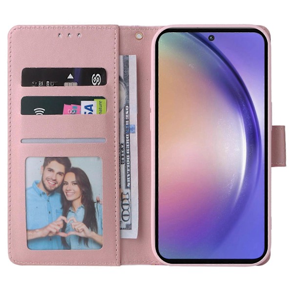 Til Samsung Galaxy A55 5G Etui Lakeret Læder Flip Wallet Cover Marmormønster Multicolor Rose Gold