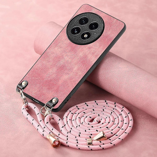 Retro læder telefoncover til OnePlus 13 med justerbar rem Multicolor Style C