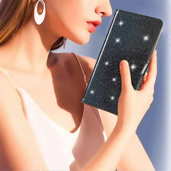 Glittery Flip Wallet Læder Cover til Motorola Moto E20/E30/E40 Multicolor Style B