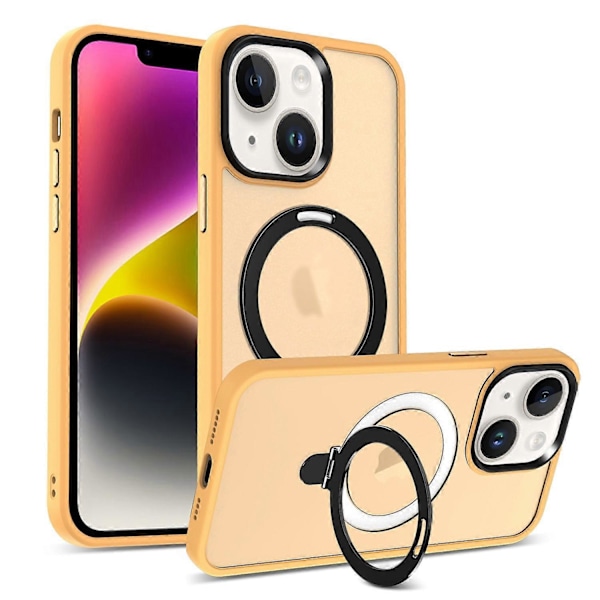 För iPhone 13/14 6.1 tum Kompatibelt med MagSafe Mobilskal PC+TPU Ring Ställ Skyddande Fodral Multicolor Style B