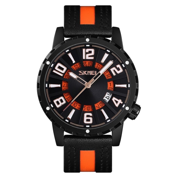 Skmei 9202 Watch Herr Business Fritid Sportkalender Watch i äkta läder (orange) Orange