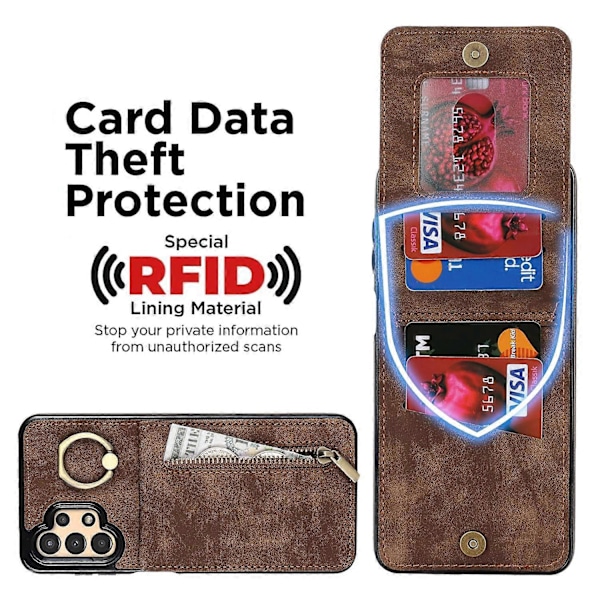 Til Samsung Galaxy A13 5G/A13 4G RFID Blokerende Støtteben Etui Retro PU+TPU Wallet Telefon Cover Multicolor Style B