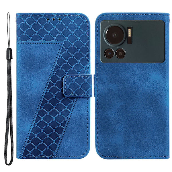 Infinix Note 12 Vip 4g Tpu+pu Nahkainen Puhelinkotelo Jalustalla, Kuvioitu Lompakkokotelo Dark Blue