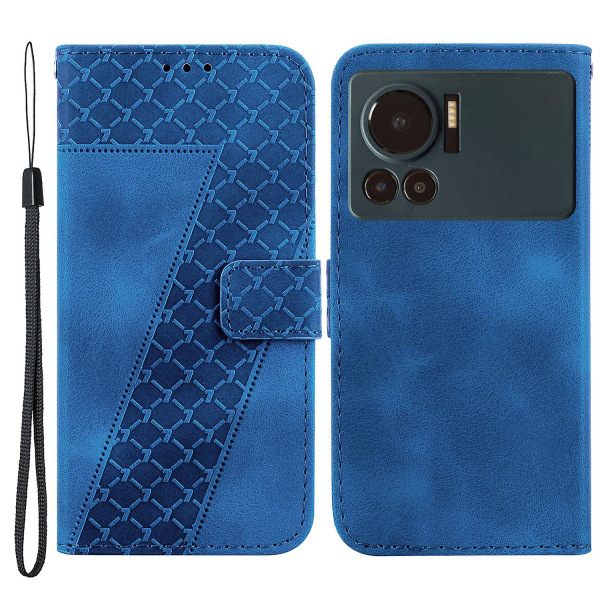 Til Infinix Note 12 Vip 4g Tpu+pu Læder Telefon Cover Stativ Præget Tegnebog Telefon Etui Skal Dark Blue