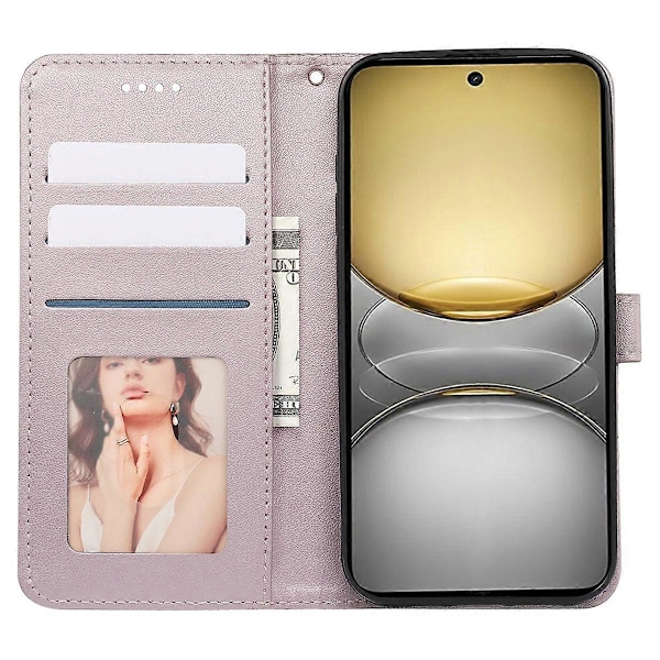 Plånboksfodral för Realme C75 4G med mönsterprägling i läder Multicolor Rose Gold