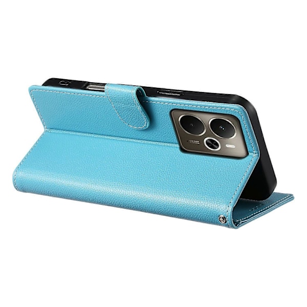Til Realme 14 5G Stand Case Litchi Tekstur Læder Wallet Telefon Cover Magnetisk Lukning Multicolor Sky Blue