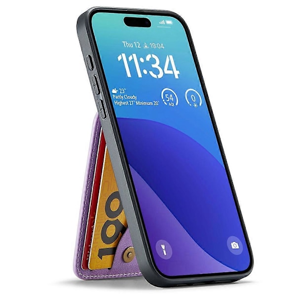 FIERRE SHANN iPhone 16 Pro Etui Kortholder Støtteben Læder RFID-blokering Bagcover Multicolor Style B