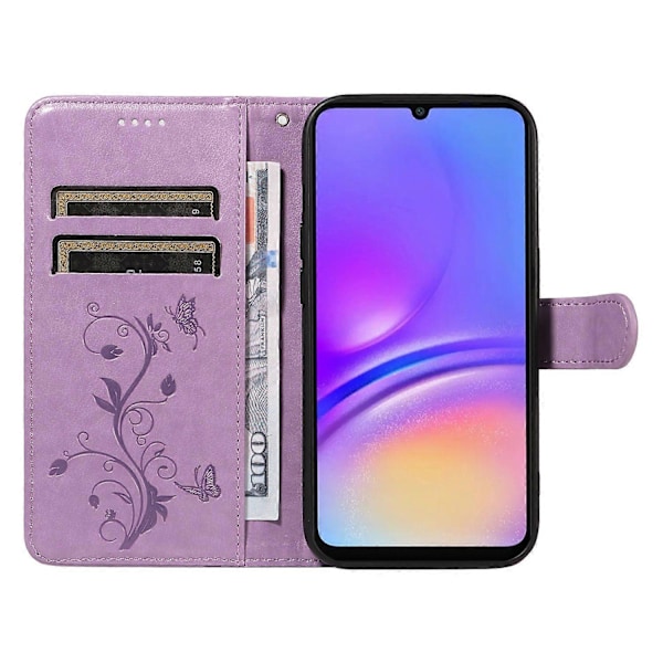 Til Samsung Galaxy A06 Etui Blomstermønster PU Læderpung Telefoncover Multicolor Style D