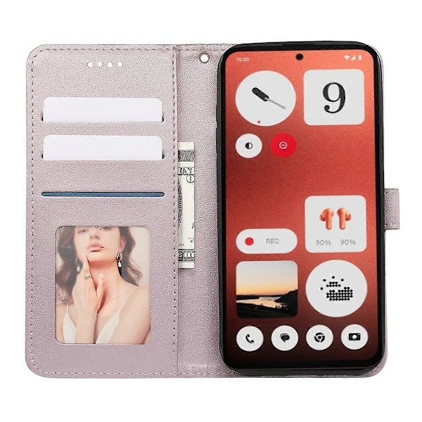 För Nothing CMF Phone 1 Plånboksfodral Mönsterpräglat Läder Flipfodral - Grön Multicolor Rose Gold
