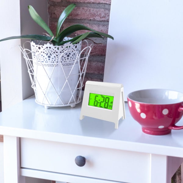 Mini lcd studentväckarklocka Ny elektronisk klocka Smart Desktop multifunktionsklocka med lysande temperaturkalender White