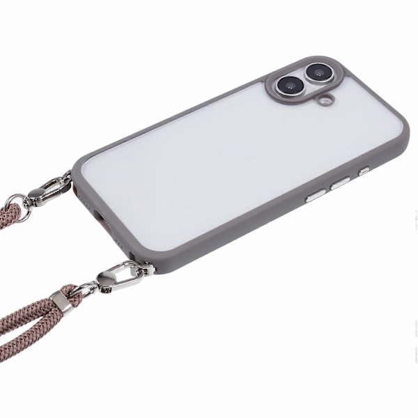 Skal till iPhone 16 TPU+PC Kristallklart Baksidesskydd med Snodd Multicolor Style A