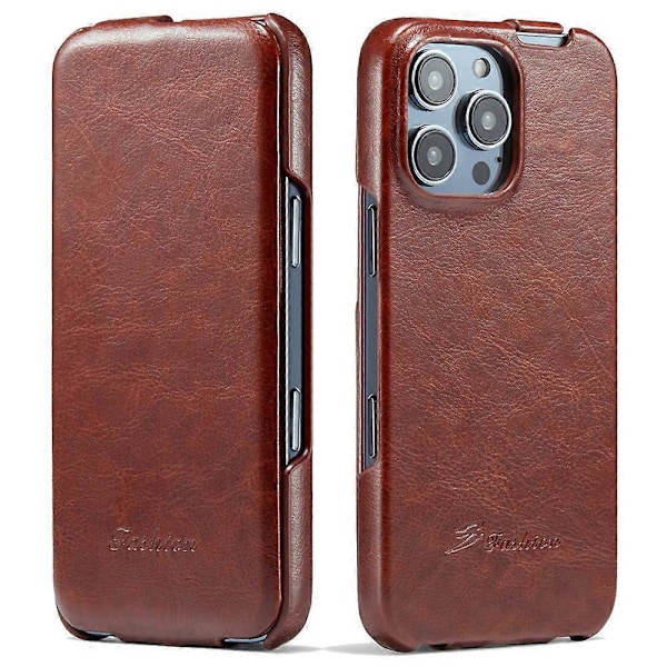 Lodret flip læder cover med Crazy Horse tekstur til iPhone 16 Pro Multicolor Style C